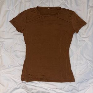 Brown short sleeve crew neck t shirt